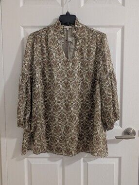 Laura Plus Gold Lurex Paisley Blouse Metallic Boho Chic Evening Romantic  Top 16
